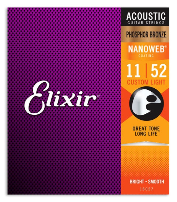 Elixir String Set 16027 Acoustic Guitar Phosphor Bronze Custom Light