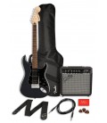 Pack Fender Electric Guitar Squier Stratocaster HSS Amplifier 15G Accessories Charcoal Frost Metallic