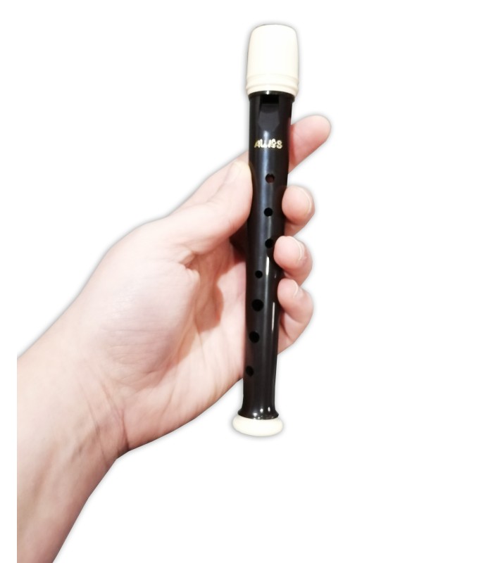 Recorder Aulos Garklein 501-S sopranino holded by a hand