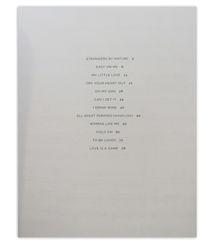 Adele 30 HL book table of contents