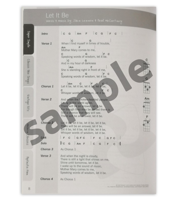 Justin Guitar com Ukulele Songbook book sample