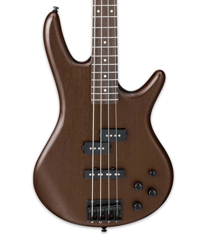 Body and pickups of the bass guitar Ibanez model GSR200B WNF of 4 strings