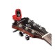 Chromatic tuner Ibanez model PU3 RD Clip Tuner red on the head of a guitar