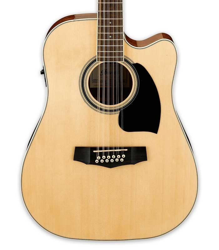 Spruce top of the electroacoustic guitar Ibanez model PF1512ECE NT Dreadnought of 12 strings
