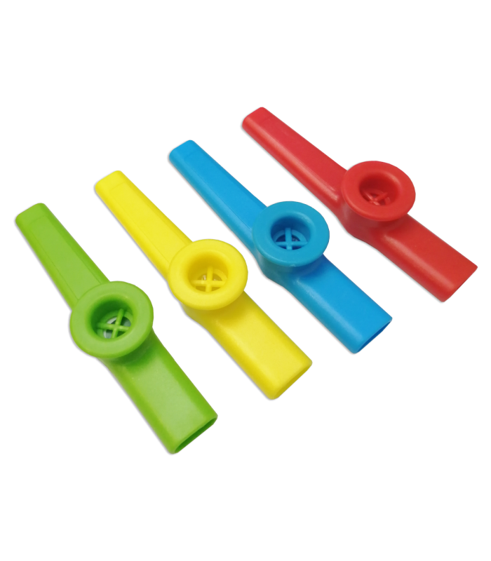 4 kazoos Goldon model 40109 in green, yellow, blue and red color