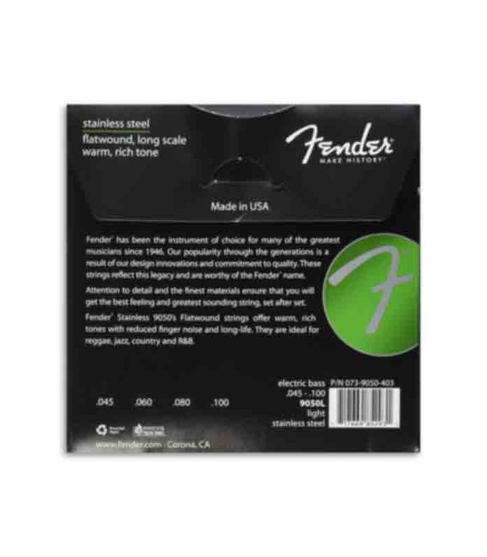 Bass String Set Fender 9050L Flat Wound Long Scale 045 100