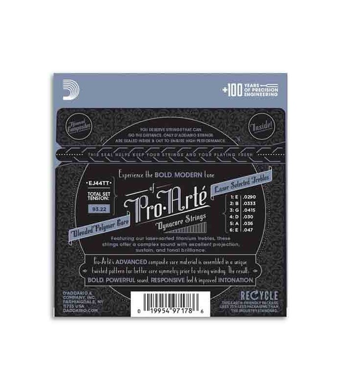 String Set Daddario EJ44TT for Classical Guitar Titanium