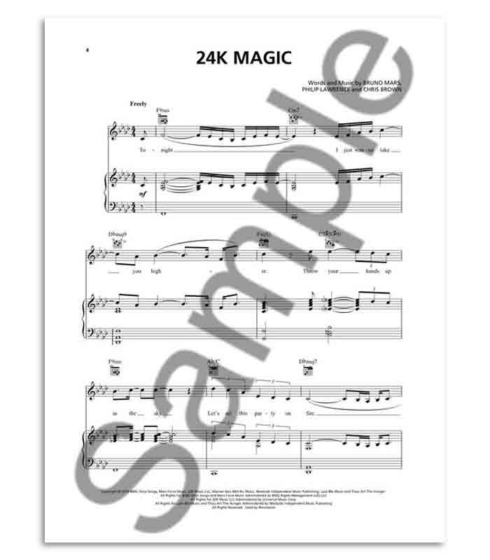 Music Sales Book HL00218254 Bruno Mars 24K Magic