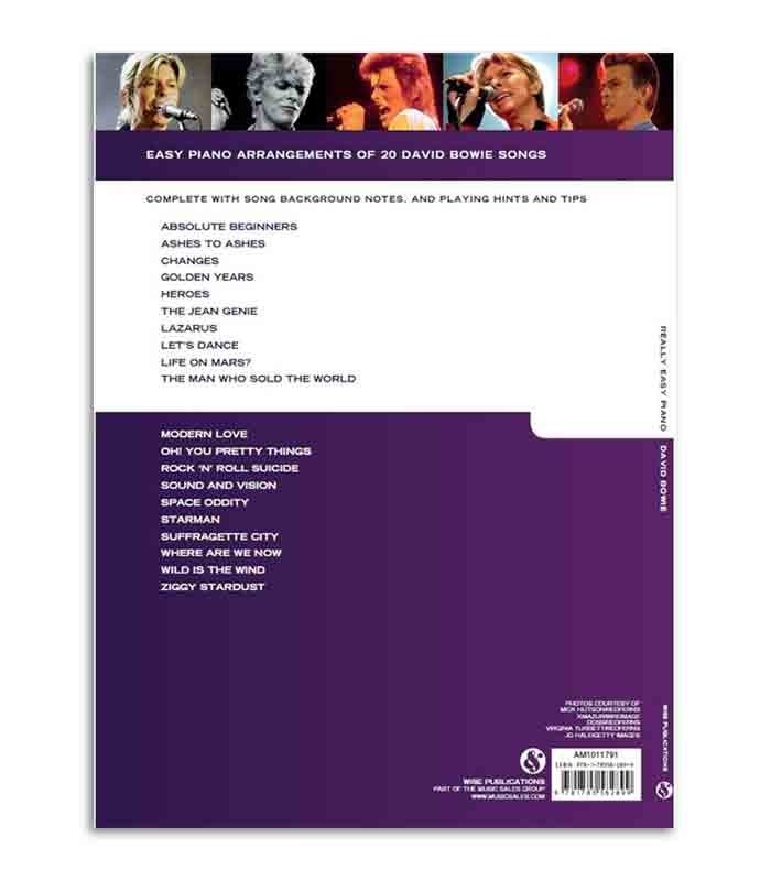 Music Sales Book David Bowie Easy Piano AM1011791