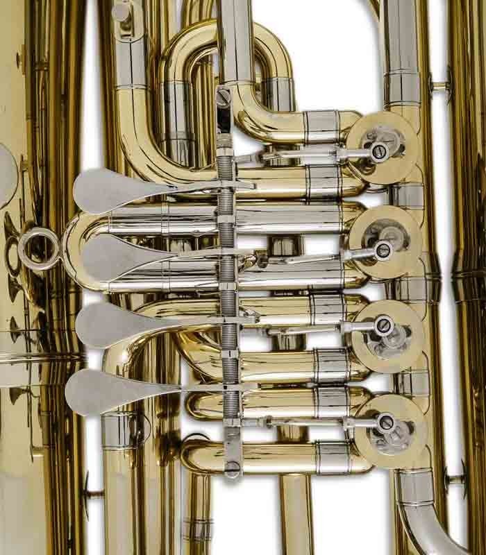 Photo detail of the John Packer Tuba JP379B Sterling valves