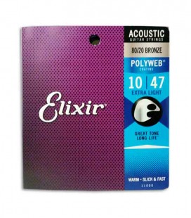 String Set Elixir 11000 Acoustic Guitar Bronze Polyweb Extra Light