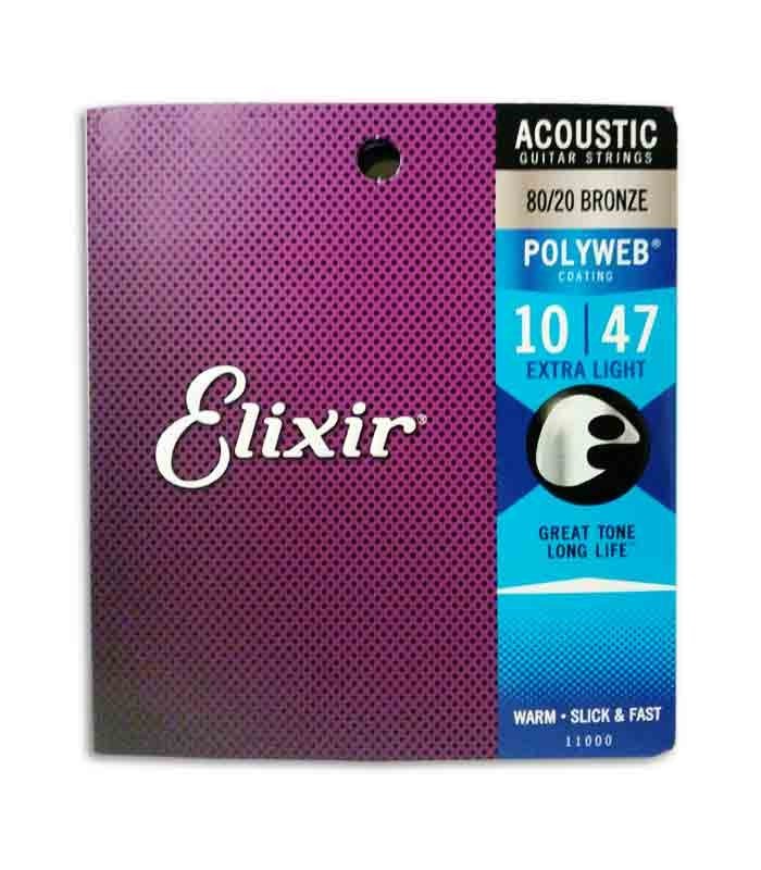 String Set Elixir 11000 Acoustic Guitar Bronze Polyweb Extra Light
