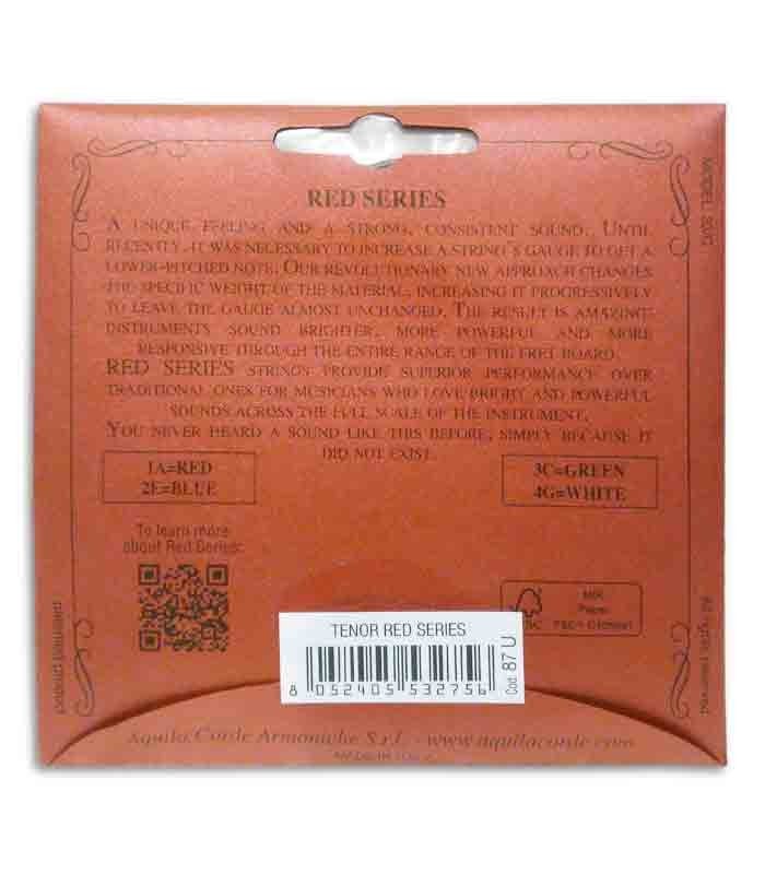 Back of package of strings Aquila 87U 