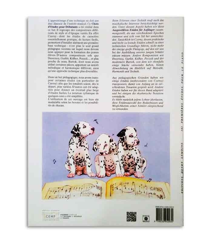 Back cover of book 101 Premiéres Études Piano