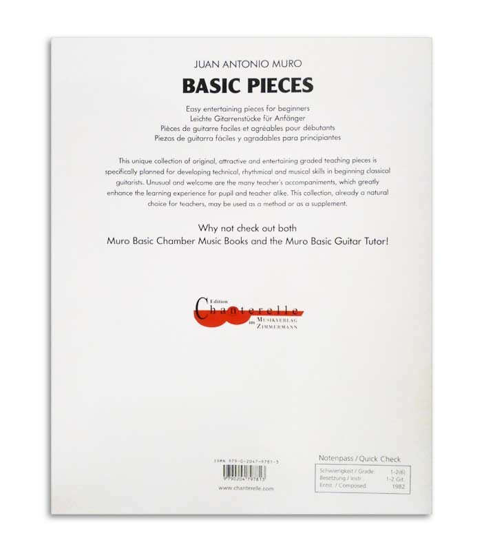 Back cover of book Juan Antonio Muro Basic Pieces Vol1 