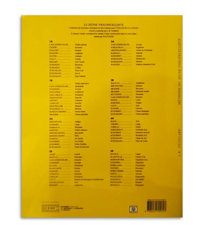Back cover of Méthode du Jeune Violoncelliste J3102