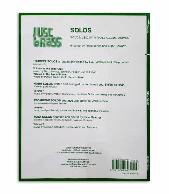 Back cover of the book Just Brass Tuba Solos 