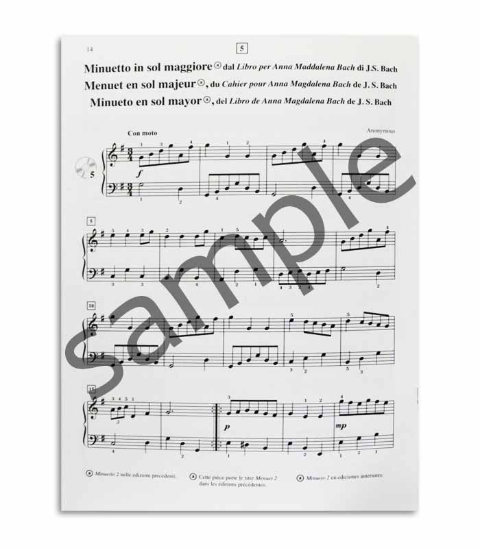 Sample page of book Suzuki Piano School Vol 2 CD FR IT ES MB9319